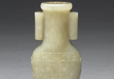 图片[2]-Jade vase with animal-mask pattern and tubular handles, Qing dynasty (1644-1911)-China Archive